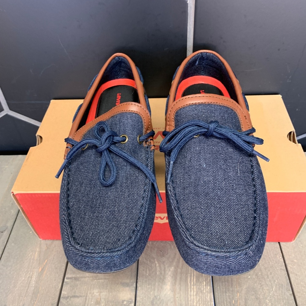 *New W/ Damaged Box Levis Benson Blue Denim II Flat Loafers Moccasin Size 9.5&10 - Picture 3 of 5